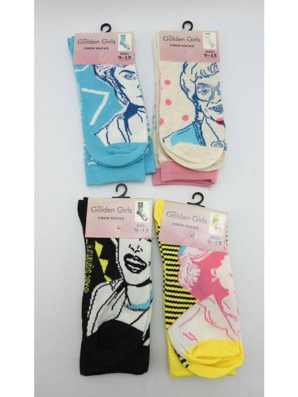 Golden Girls Crew Socks Lot Of 4 Blanche Rose Dorothy Sophia Size 9 13 New
